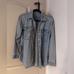 Topshop Light Blue Denim Button-Up Shirt